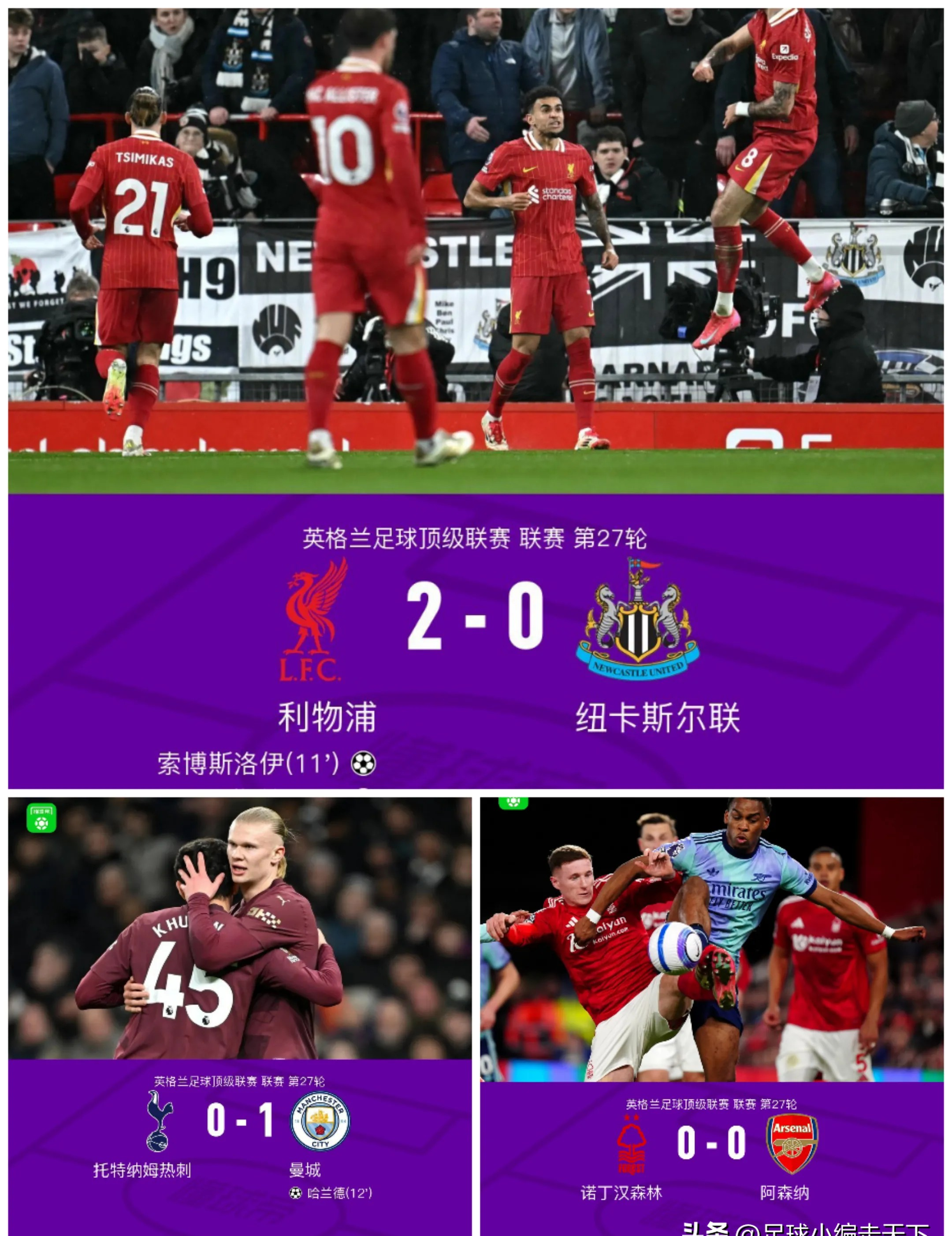 利物浦击败阿森纳，领先优势扩大